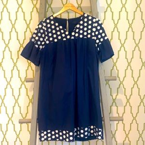 Woman’s Navy Blue dress with white polka dots